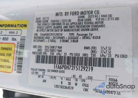 2015 Ford Fusion Se z USA, uszkodzony, nr VIN 1FA6P0H72F5129219